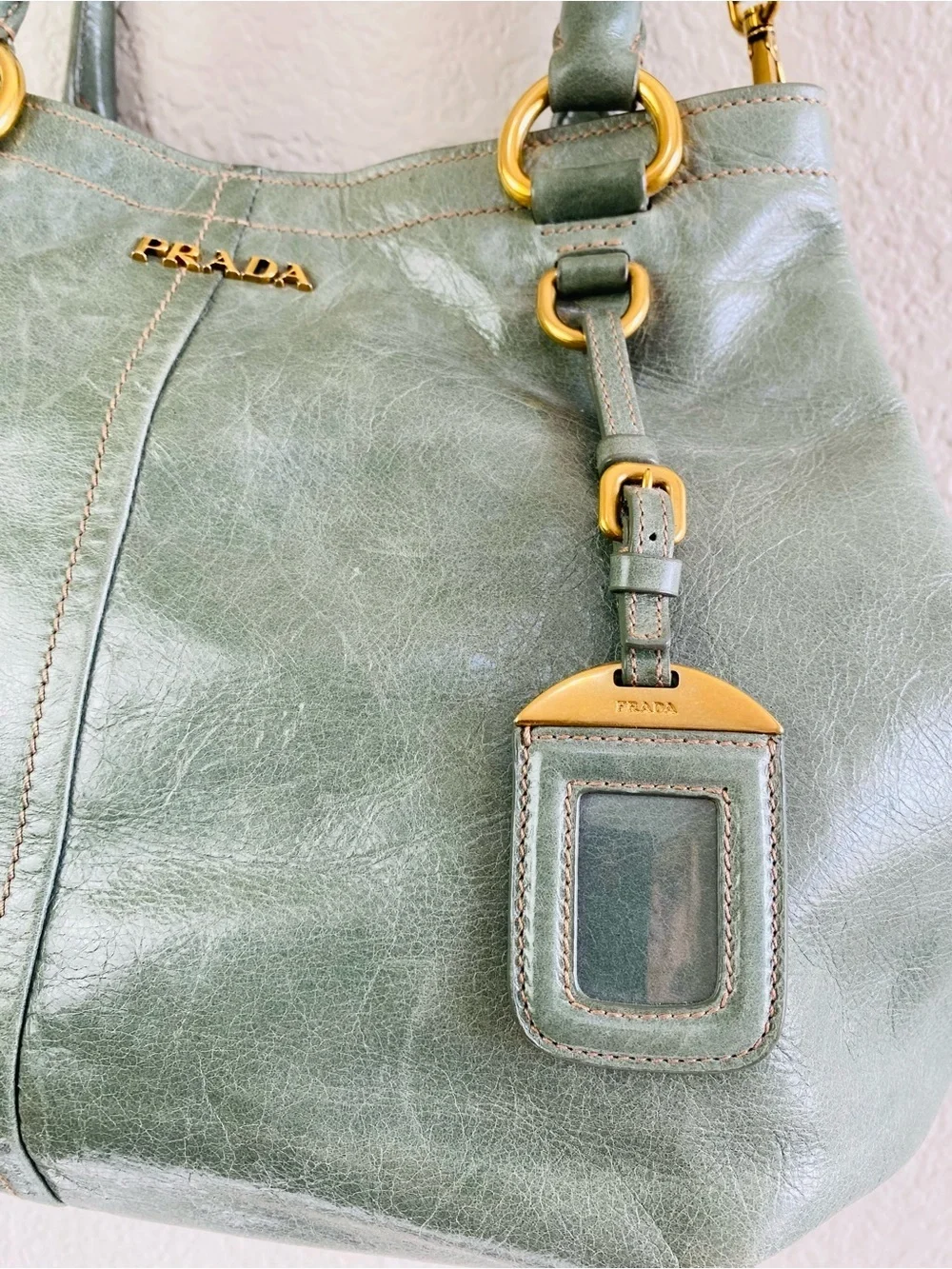 Prada Glazed Calfskin Vitello Shine Tote